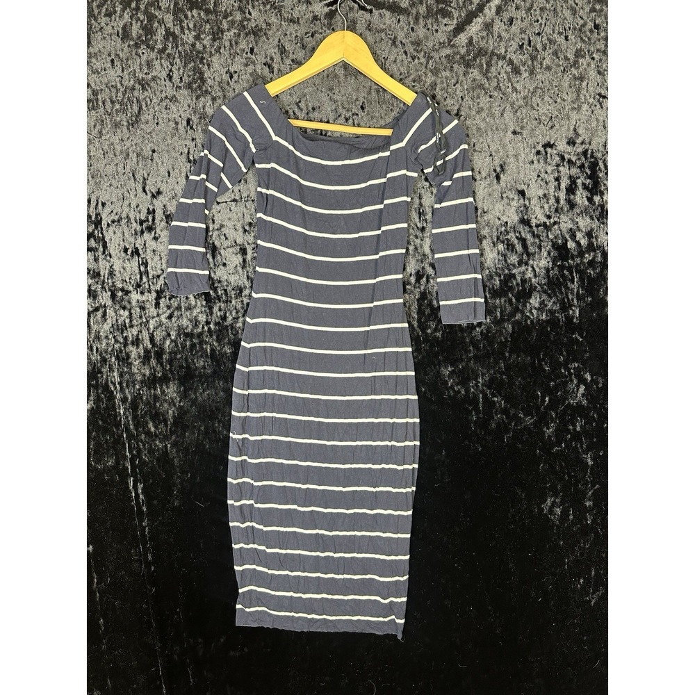 Bailey44‎ Bodycon Dress Womens S Blue Striped 3/4 Sleeve Casual Stretch USA Made
